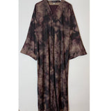 YUSRA PRINTED OPEN ABAYA WITH BUTTONS - Plum