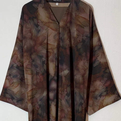 YUSRA PRINTED OPEN ABAYA WITH BUTTONS - MIX