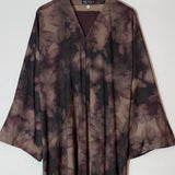 YUSRA PRINTED OPEN ABAYA WITH BUTTONS - Plum