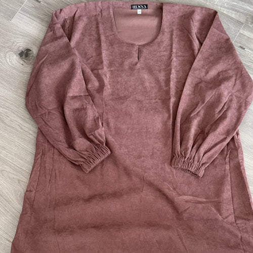 WINTER RIBBED ABAYA WITH TWO POCKETS MAUVE