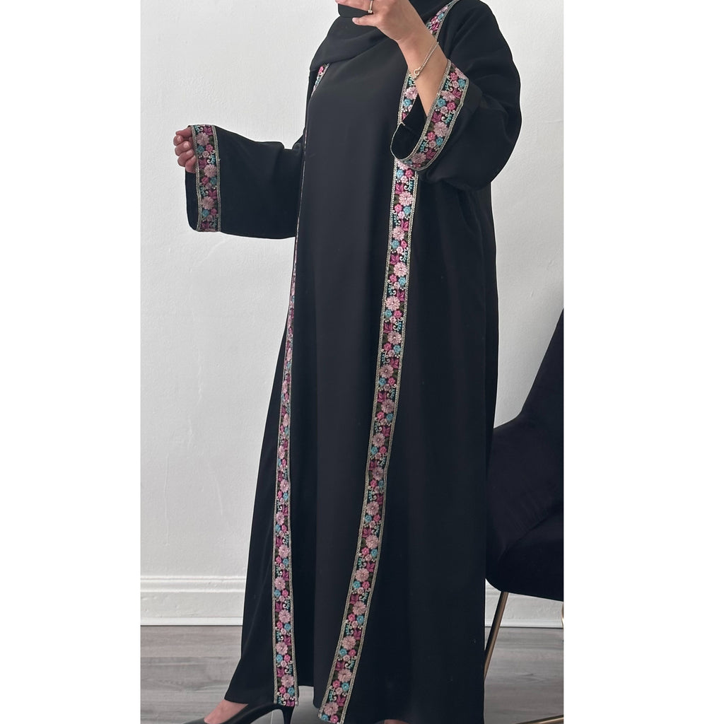 FLOWER LACE OPEN ABAY LILAC/PURPLE - inner dress not included Husna Collection FLOWER LACE OPEN ABAY LILAC/PURPLE - inner dress not included Husna Collection