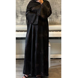 LIMITED EDITION FLOWER PRINTED OPEN ABAYA WITH BUTTONS - LILAC PRINT