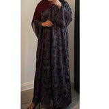 LIMITED EDITION - ALAYNA PRINTED OPEN ABAYA WITH BUTTONS MAROON