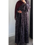 LIMITED EDITION - ALAYNA PRINTED OPEN ABAYA WITH BUTTONS MAROON