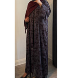LIMITED EDITION - ALAYNA PRINTED OPEN ABAYA WITH BUTTONS MAROON