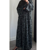 LIMITED EDITION - ALAYNA PRINTED OPEN ABAYA WITH BUTTONS GREEN
