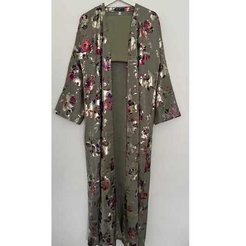 LIMITED EDITION Amara open abaya with button - green
