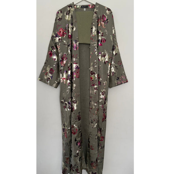 LIMITED EDITION Amara open abaya with button - green