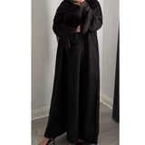 BLACK CLOSED LACE ABAYA