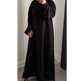 BLACK CLOSED LACE ABAYA