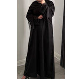 BLACK CLOSED LACE ABAYA