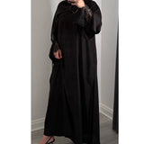 BLACK CLOSED LACE ABAYA