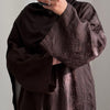 DEENA JACQUARD OPEN ABAYA WITH BUTTONS BROWN