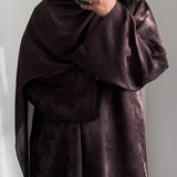 DEENA 2.0 JACQUARD OPEN ABAYA WITH BUTTONS BROWN