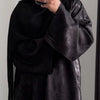 DEENA 2.0 JACQUARD OPEN ABAYA WITH BUTTONS BLACK