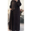 WINTER RIBBED ABAYA WITH TWO POCKETS BROWN