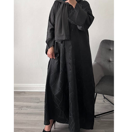 OPEN ABAYA MOCHA/WHITE