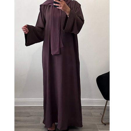 OPEN ABAYA MAROON/WHITE