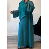 AQUA GREEN HAWA STRIPED ZOOM POCKET ABAYA