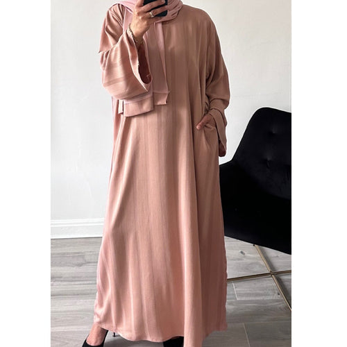 BLUSH HAWA STRIPED ZOOM POCKET ABAYA