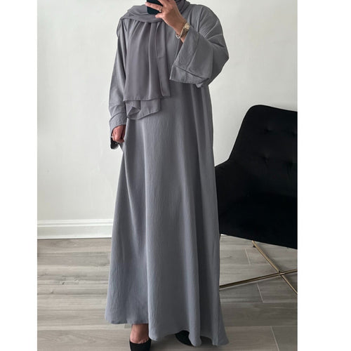 EVERYDAY CREPE ABAYA LIGHT GREY