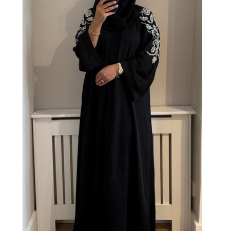 ZAHIRA PRINT ABAYA DARK GREY