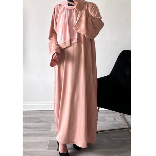 BLUSH HAWA STRIPED ZOOM POCKET ABAYA