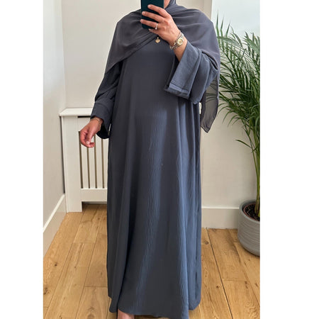 LUXURY EMIRATI OPEN ABAYA WITH BUTTONS GREY