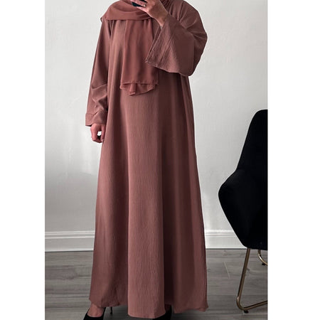 OPEN ABAYA MAROON/WHITE