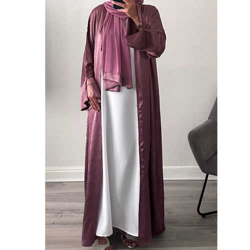 LUXURY EMIRATI OPEN ABAYA WITH BUTTONS PINK