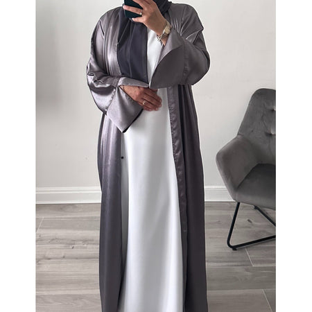 AMBER DARK GREY LACE ABAYA