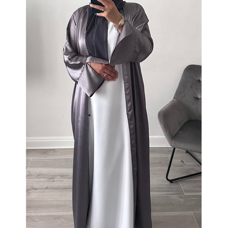 LUXURY EMIRATI OPEN ABAYA WITH BUTTONS DUCK GREEN