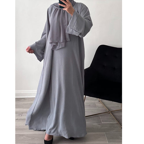 EVERYDAY CREPE ABAYA LIGHT GREY