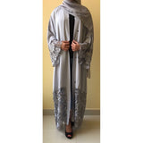 AMBER GREY LACE ABAYA - Husna Collections