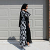 OPEN ABAYA KIMONO BLACK/WHITE MIX - Husna Collections