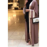 OPEN ABAYA BEIGE/WHITE - Husna Collections