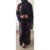 OPEN ABAYA KIMONO NAVY LACE - Husna Collections
