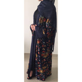 OPEN ABAYA KIMONO NAVY LACE - Husna Collections