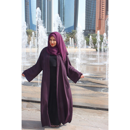 OPEN ABAYA PLUM - Husna Collections