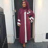 OPEN ABAYA MAROON/WHITE