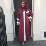 OPEN ABAYA MAROON/WHITE