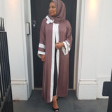 OPEN ABAYA MOCHA/WHITE