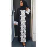 CROCHET WHITE TRIM ABAYA