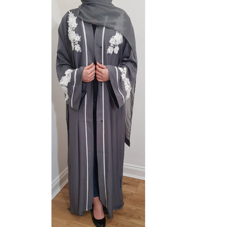 AYLA OPEN ABAYA WITH POCKET BEIGE