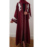 WHITE FLOWER ABAYA MAROON