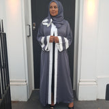 OPEN ABAYA GREY/WHITE