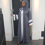 OPEN ABAYA GREY/WHITE