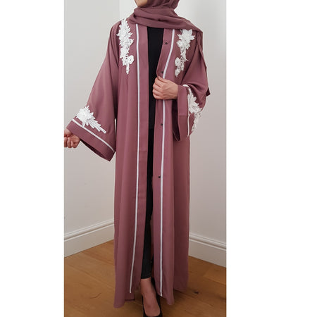 AYLA OPEN ABAYA WITH POCKET BEIGE