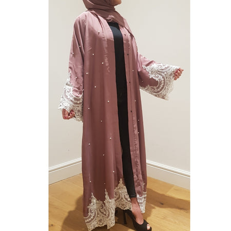 OPEN ABAYA DARK BROWN