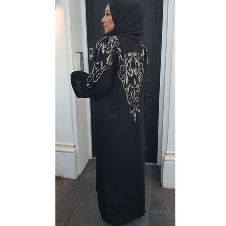 BLACK OPEN CORDUROY ABAYA/COAT